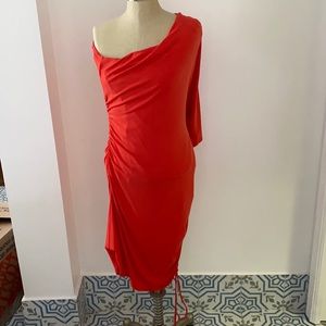 Gorgeous Boston Proper Bright orange off the shoulder Dress size 14
